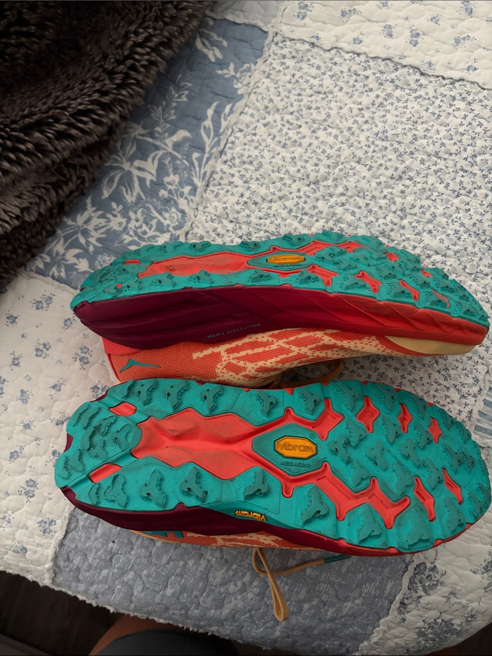 Hoka Coral and Teal Trail Running Shoes - Picture 4 of 4